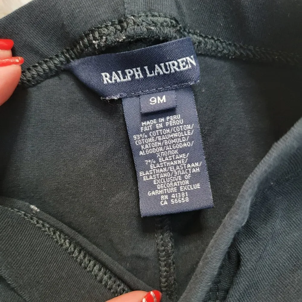 Ralph Lauren Black Leggings with Bow Accent - Size 9M